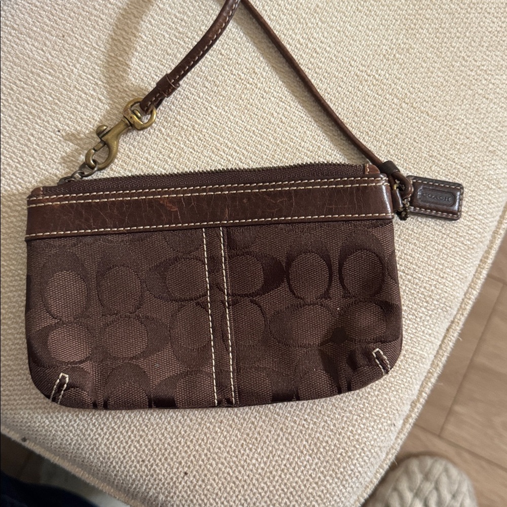 Coach Chocolate Brown Signature Wristlet